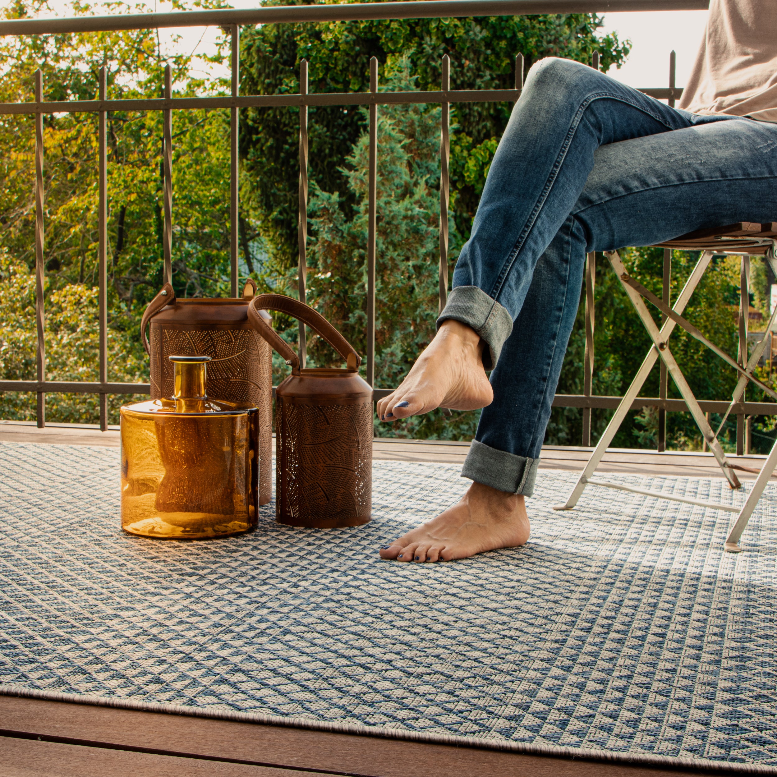 My Nordic 877 navy: Designer carpet by OBSESSION for indoors and outdoors