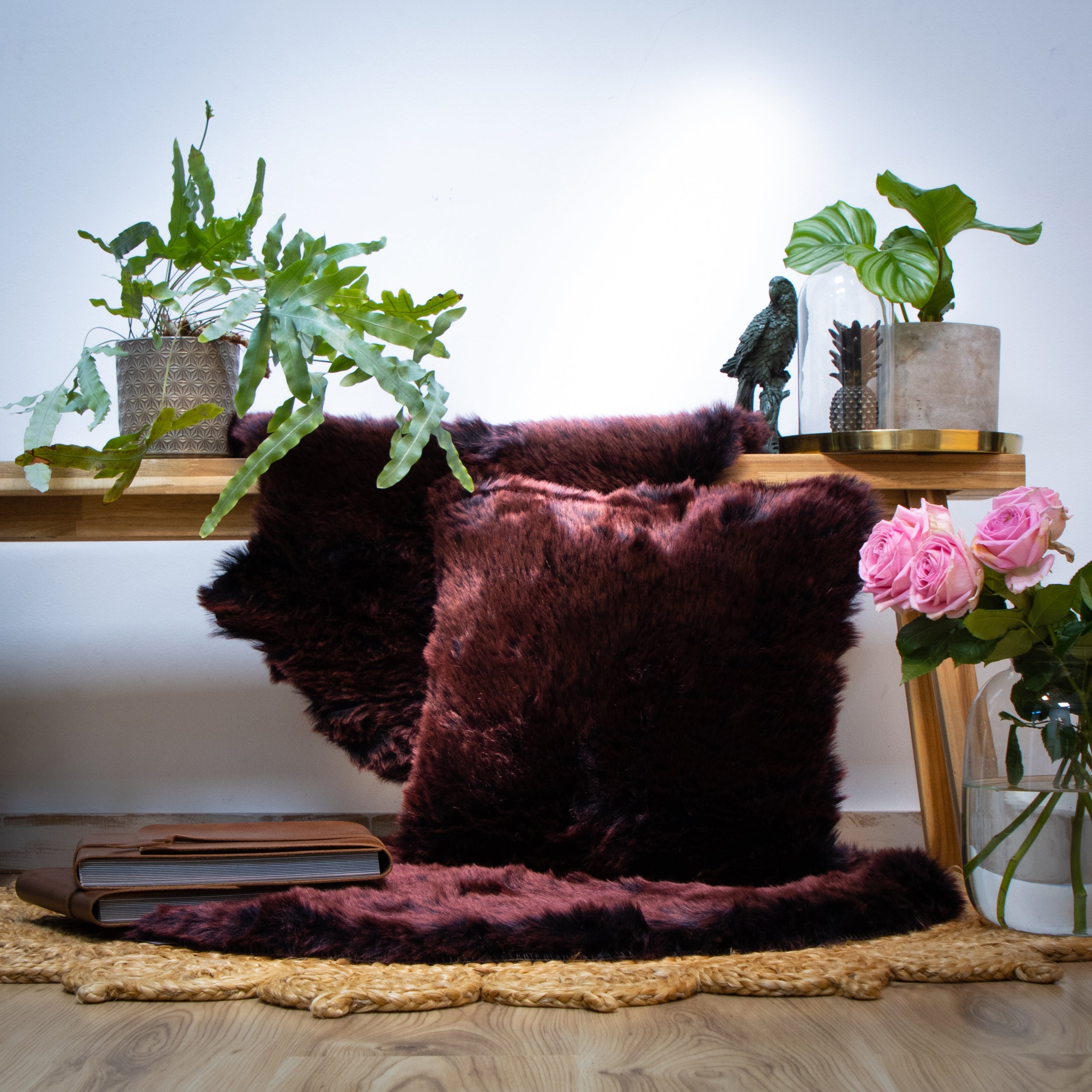 My Samba CUSHION 595 burgundy: faux fur cushion for special feel-good moments from OBSESSION